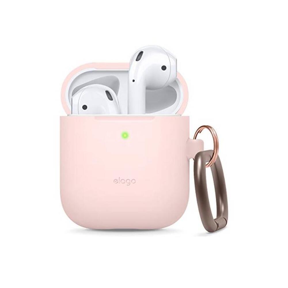 elago Premium Silicone Case with Keychain Compatible with Apple AirPods Case 1 and 2, LED Visible (Lovely Pink) B072TZYYDQ