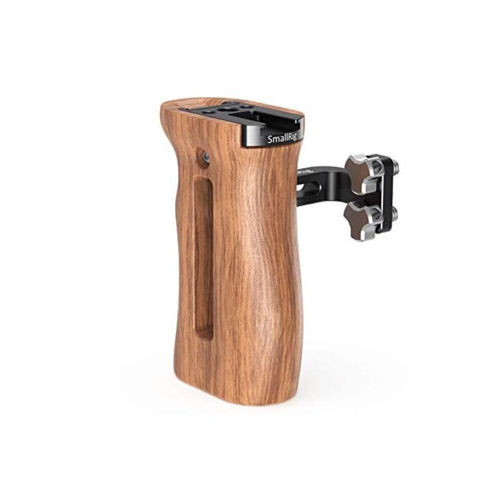 SMALLRIG Camera Wooden Hand Grip Universal for Both Right and Left Side Handle with Cold Shoe Mount, Threaded Holes (for Left and Right Hands)– 2093 B07DXBVQJQ
