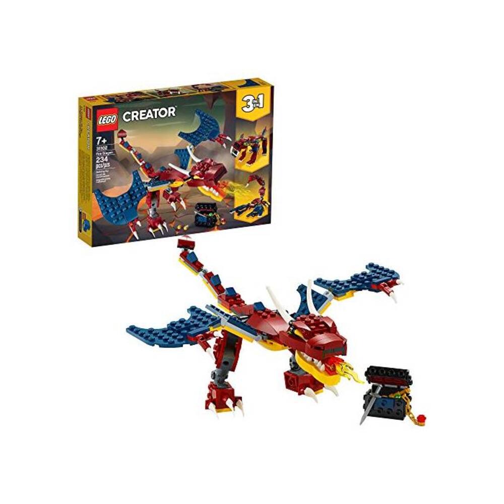 LEGO Creator 3in1 Fire Dragon 31102 Building Kit, Cool Buildable Toy for Kids, New 2020 (234 Pieces) B07WG9X586