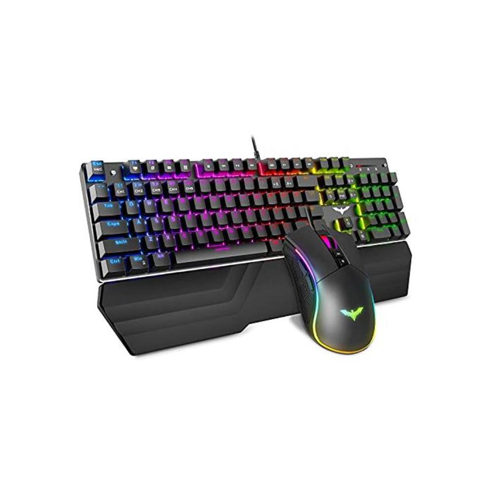 Havit Mechanical Keyboard and Mouse Combo RGB Gaming 104 Keys Blue Switches Wired USB Keyboards with Detachable Wrist Rest, Programmable Gaming Mouse for PC Gamer Computer Desktop B07QS6MG8B