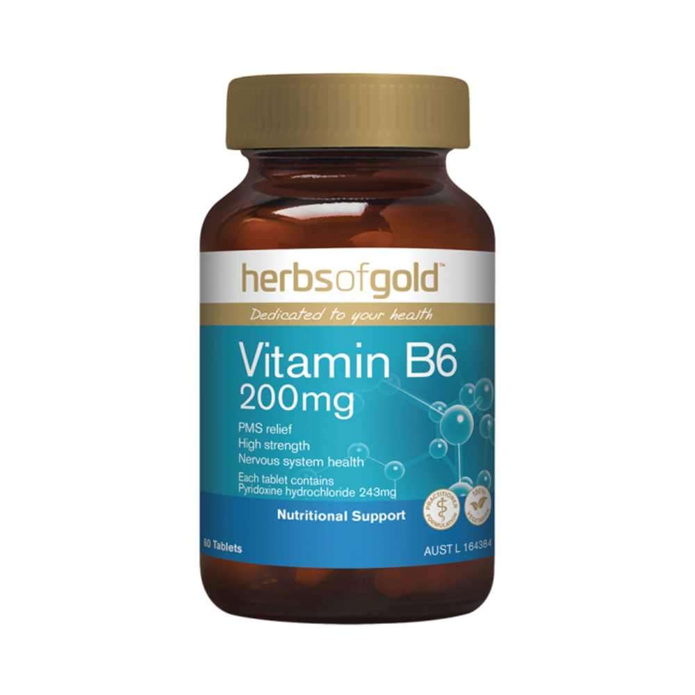 허브 오브 골드 비타민 B6 200MG 60t, Herbs of Gold Vitamin B6 200mg 60t