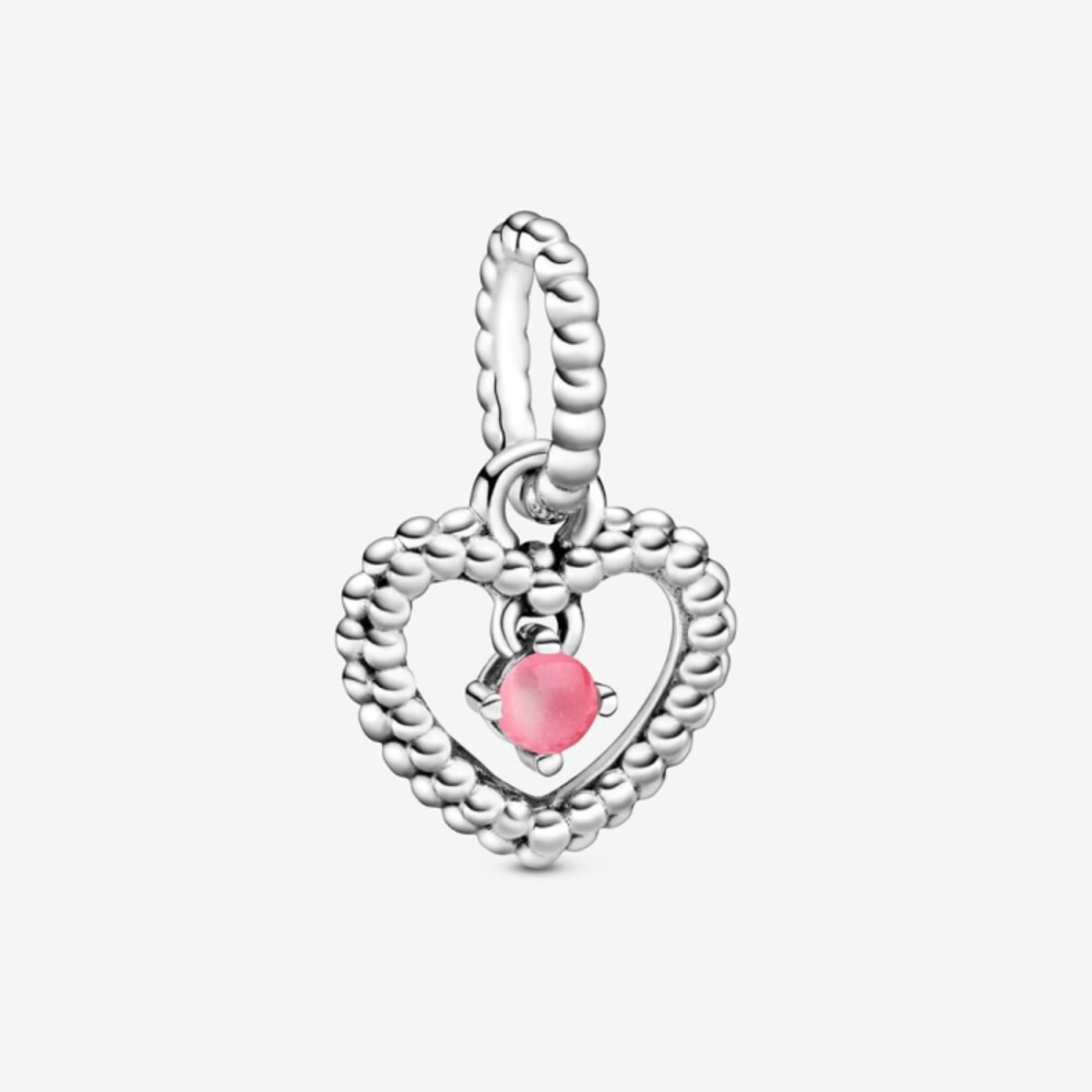 판도라 옥토버 페탈 핑크 하트 행잉 참 위드 맨-메이드 페탈 핑크 크리스탈 798854C09, Pandora October Petal Pink Heart Hanging Charm with Man-Made Petal Pink Crystal 798854C09