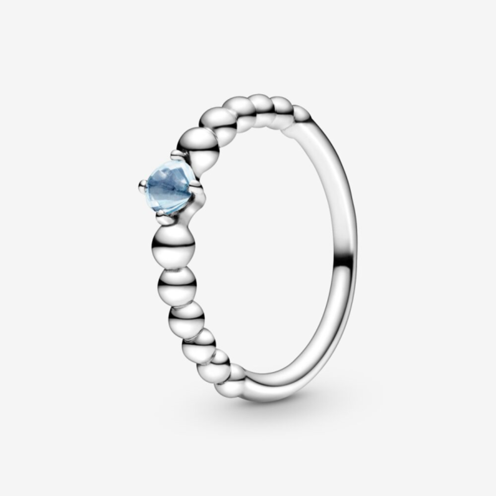 판도라 마치 아쿠아 블루 링 위드 맨-메이드 워터 블루 크리스탈 198867C01, Pandora March Aqua Blue Ring with Man-Made Water Blue Crystal 198867C01