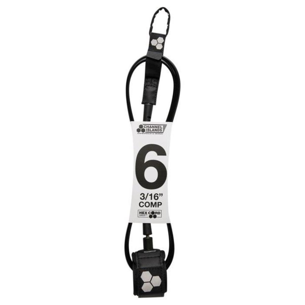CHANNEL ISLANDS 6Ft Comp Hex Cord Leash BLACK-BOARDSPORTS-SURF-CHANNEL-ISLANDS-LEASHES-224