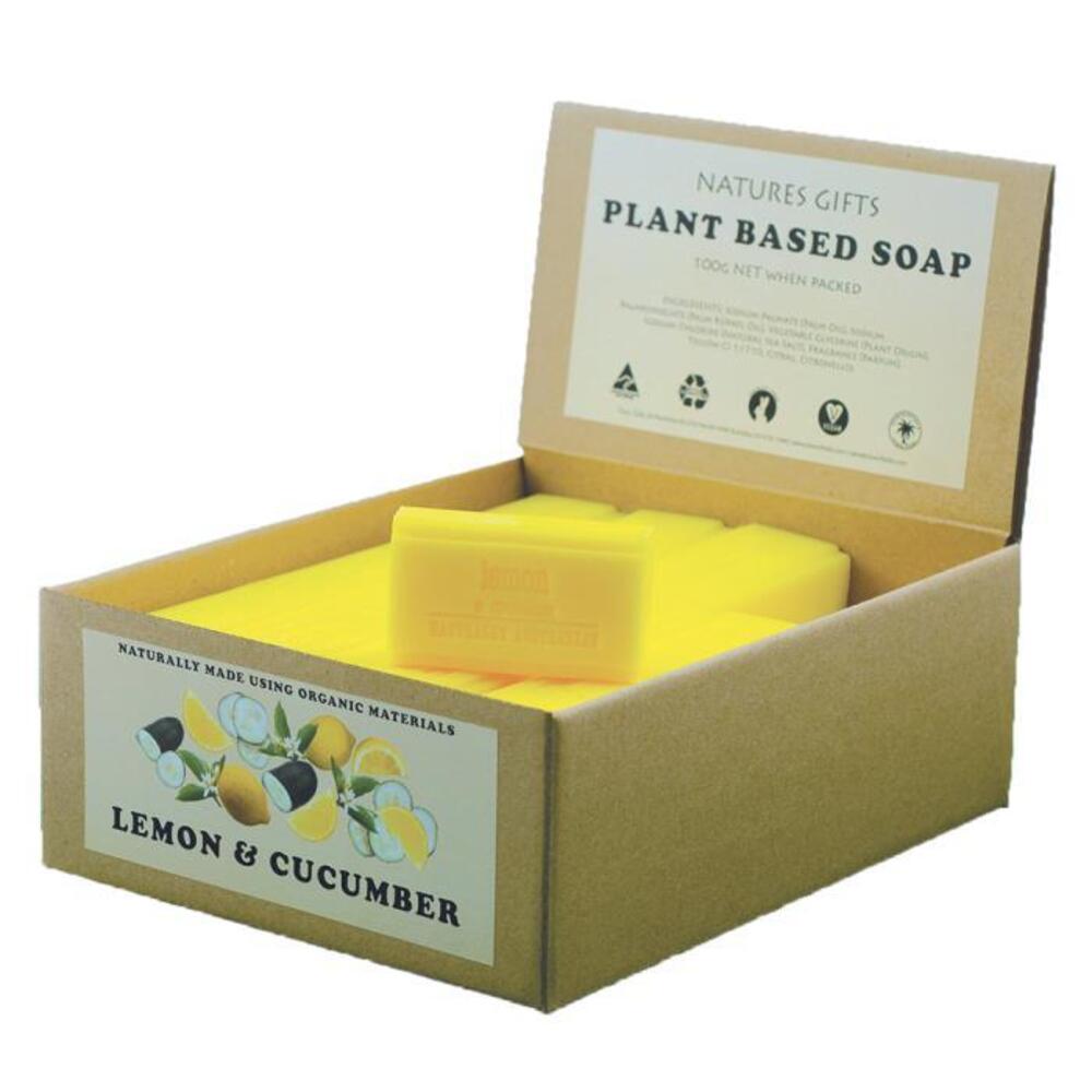 Clover Fields Natures Gifts Plant Based Soap Lemon &amp; Cucumber 100g x 36 Display