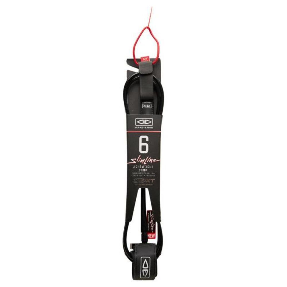 OCEAN AND EARTH 6Ft One Xt Slimline Comp Leash BLACK-BOARDSPORTS-SURF-OCEAN-AND-EARTH-LEASHES-LSC