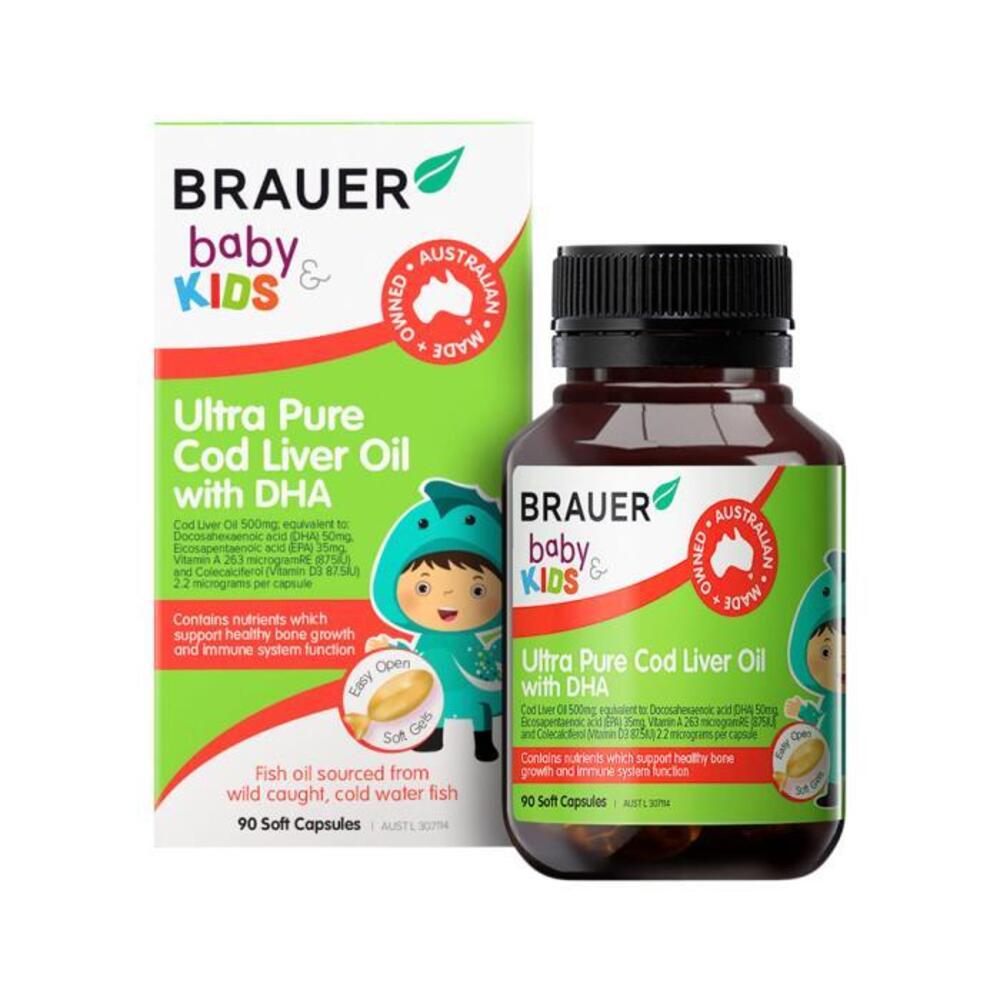 Brauer Baby &amp; Kids Ultra Pure Cod Liver Oil with DHA 90c
