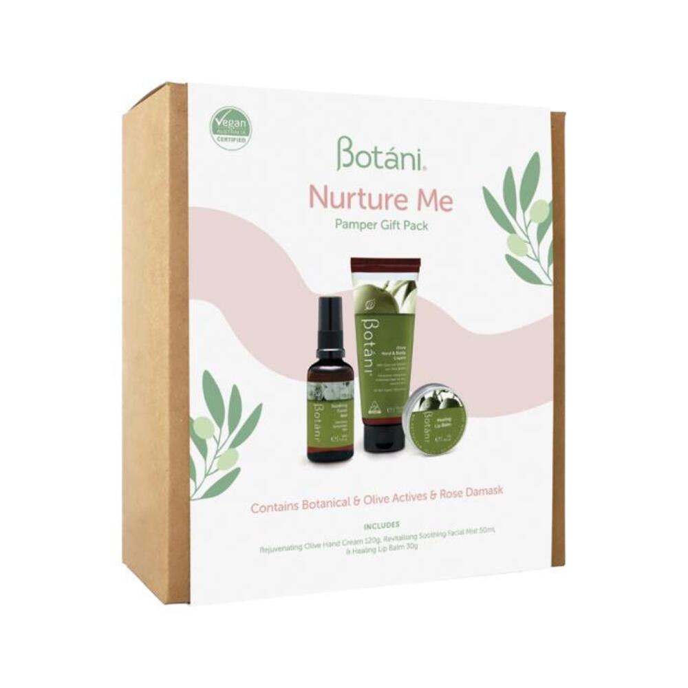 Botani Nurture Me Pamper Gift Pack (contains: Olive Hand Cream, Healing Lip Balm &amp; Soothing Facial Mist)