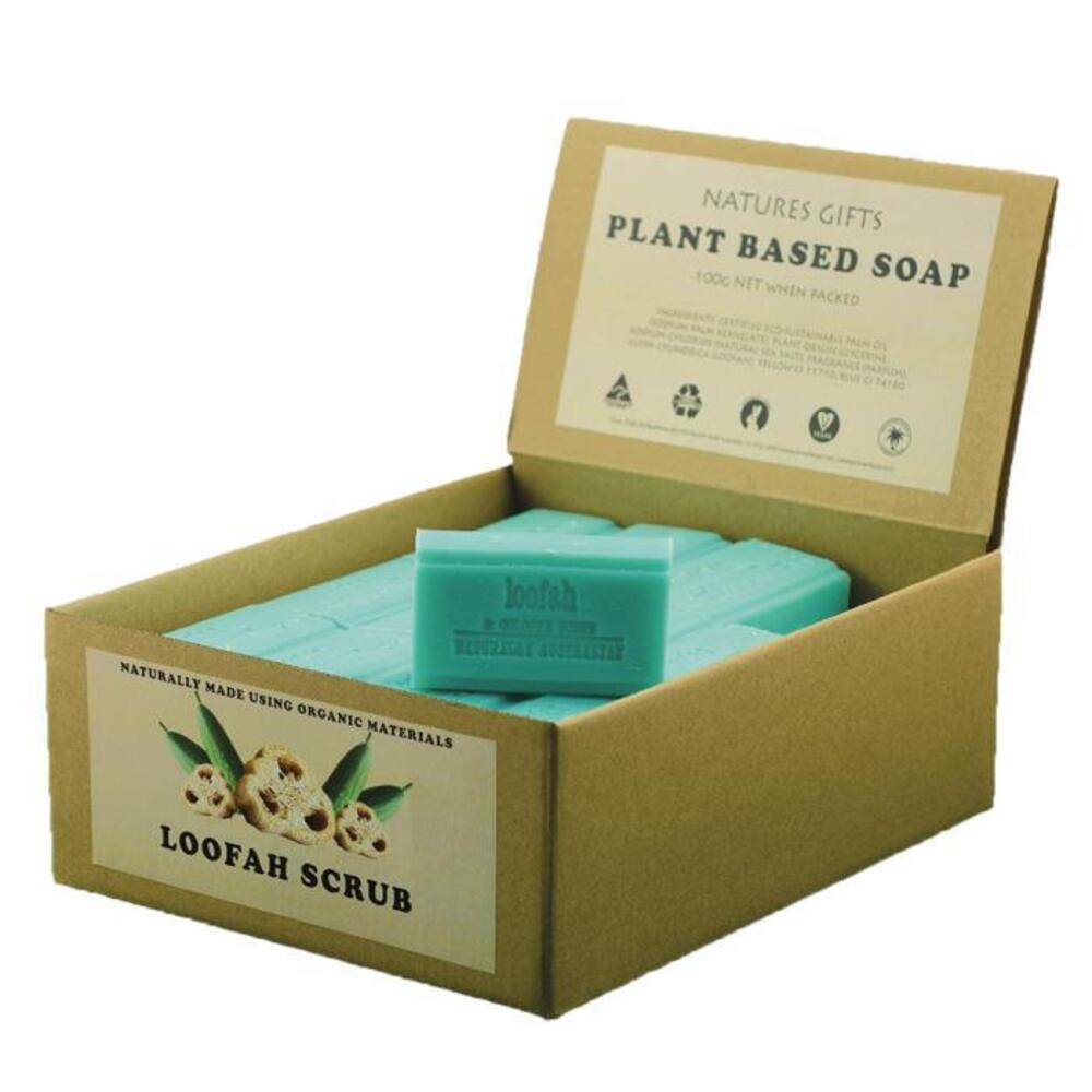 Clover Fields Natures Gifts Plant Based Soap Loofah Scrub 100g x 36 Display