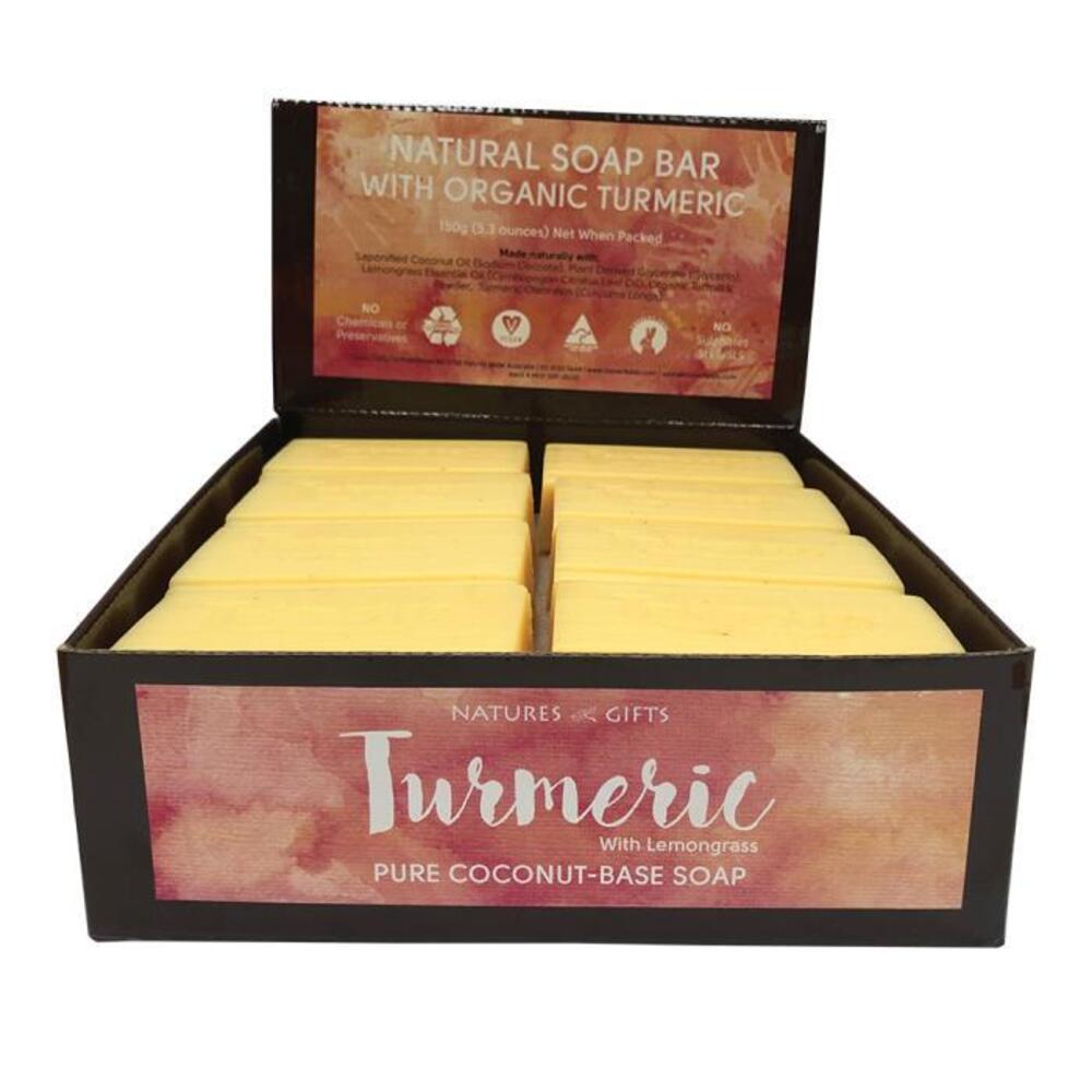 Clover Fields Natures Gifts Essentials Turmeric with Lemongrass Coconut Base Soap 150g x 16 Display