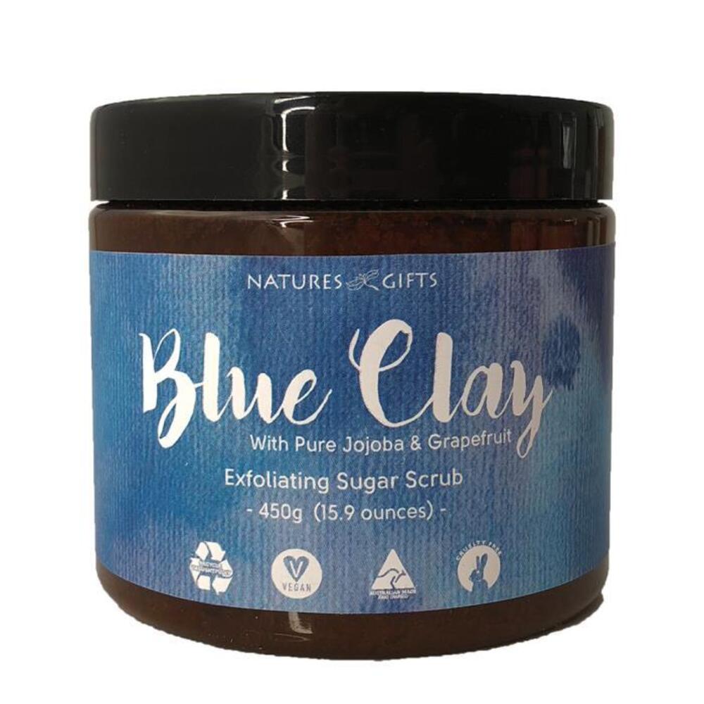 Clover Fields Natures Gifts Essentials Blue Clay with Jojoba &amp; Grapefruit Exfoliating Sugar Scrub 450g