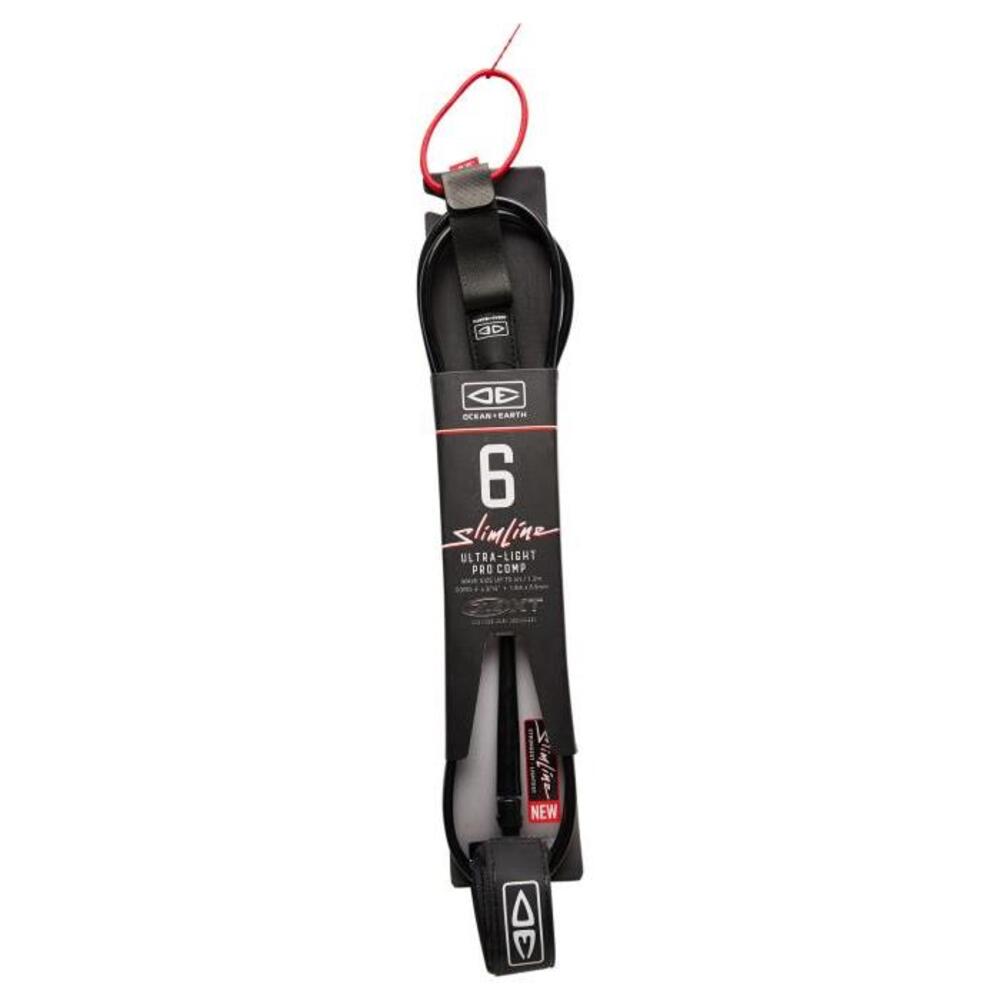 OCEAN AND EARTH 6Ft One Xt Slim Line Pro Comp Leash BLACK-BOARDSPORTS-SURF-OCEAN-AND-EARTH-LEASHES-LSP