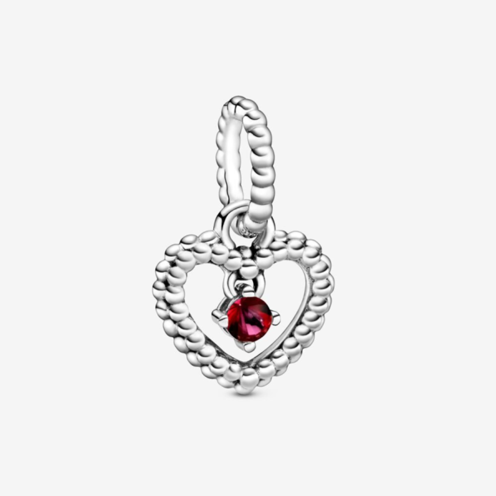 판도라 줄라이 패셔네잇 레드 하트 행잉 참 위드 맨-메이드 레드 크리스탈 798854C02, Pandora July Passionate Red Heart Hanging Charm with Man-Made Red Crystal 798854C02