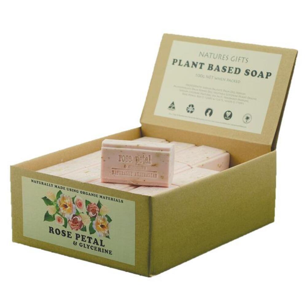 Clover Fields Natures Gifts Plant Based Soap Rose Petal &amp; Glycerine 100g x 36 Display