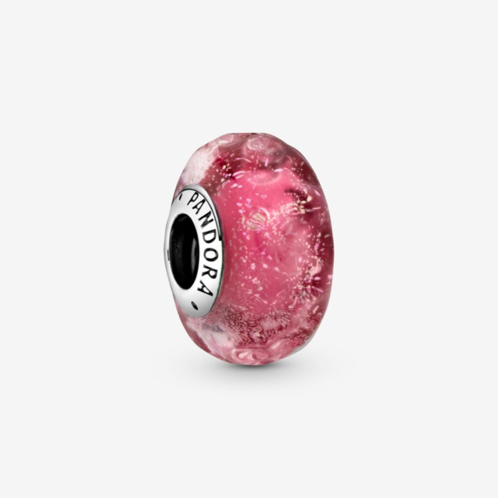 판도라 웨이비 팬시 핑크 뮤라노 글라스 참 798872C00, Pandora Wavy Fancy Pink Murano Glass Charm 798872C00