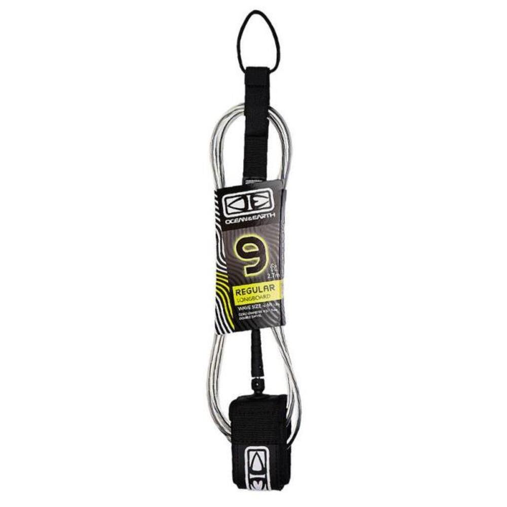 OCEAN AND EARTH 9Ft Regular Longboard Moulded Leash BLACK-SURF-HARDWARE-OCEAN-AND-EARTH-LEASHES-LR90BL