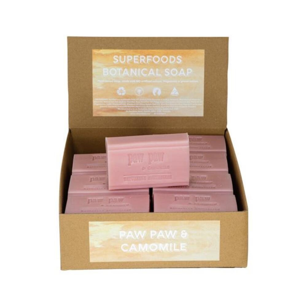 Clover Fields Superfood Botanical Paw Paw &amp; Camomile Soap 150g x 16 Display