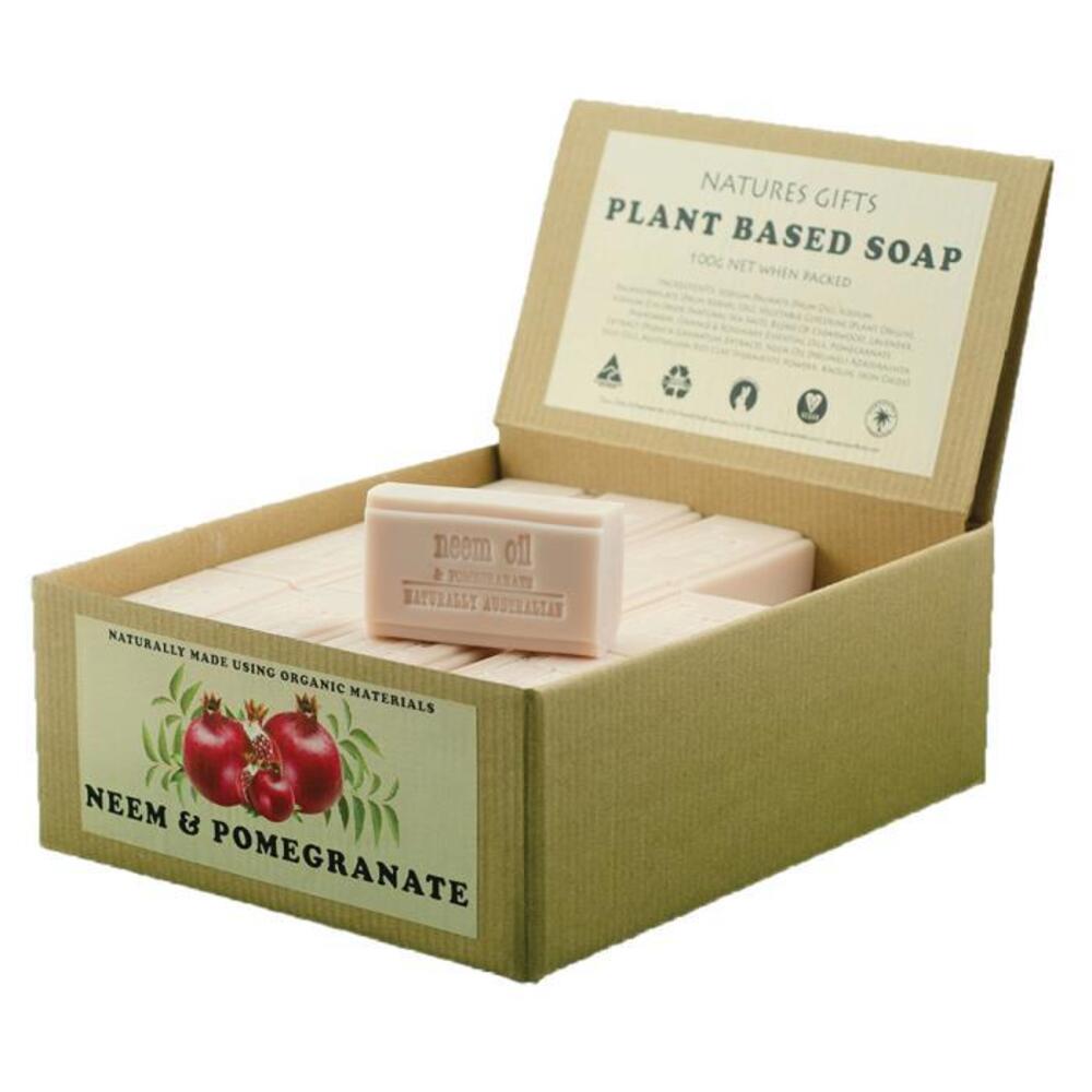 Clover Fields Natures Gifts Plant Based Soap Neem Oil &amp; Pomegranate 100g x 36 Display