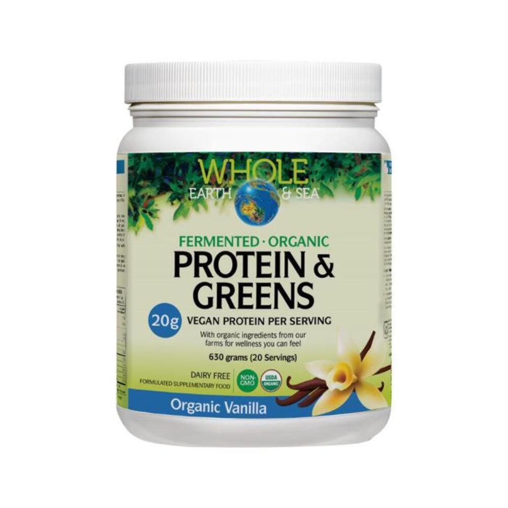 Whole Earth &amp; Sea Protein &amp; Greens Organic Vanilla 630g