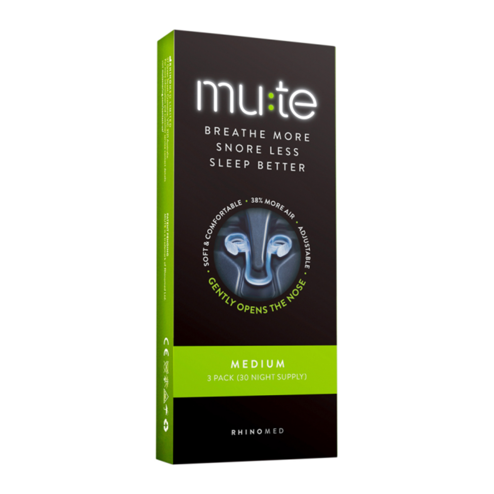 리노미드 뮤트 (브리드 모어, 스노어 레스, 슬립 베터) 미디엄 x팩 (30 나이트 서플라이), Rhinomed Mute (Breathe More, Snore Less, Sleep Better) Medium x 3 Pack (30 night supply)