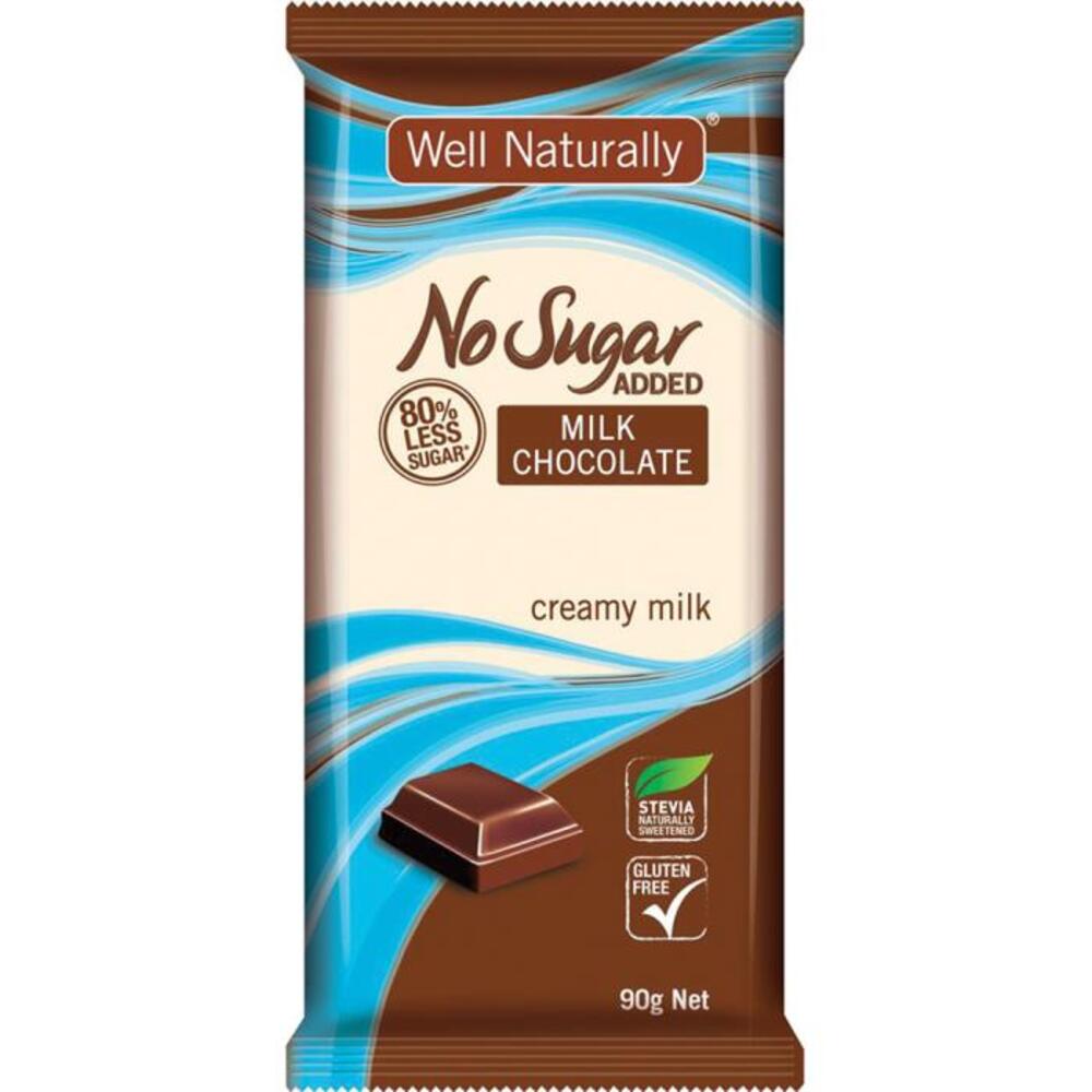 웰 내츄럴리 노 애디드 슈가 블록 밀크 초코렛 크리미 밀크 90g, Well Naturally No Added Sugar Block Milk Chocolate Creamy Milk 90g