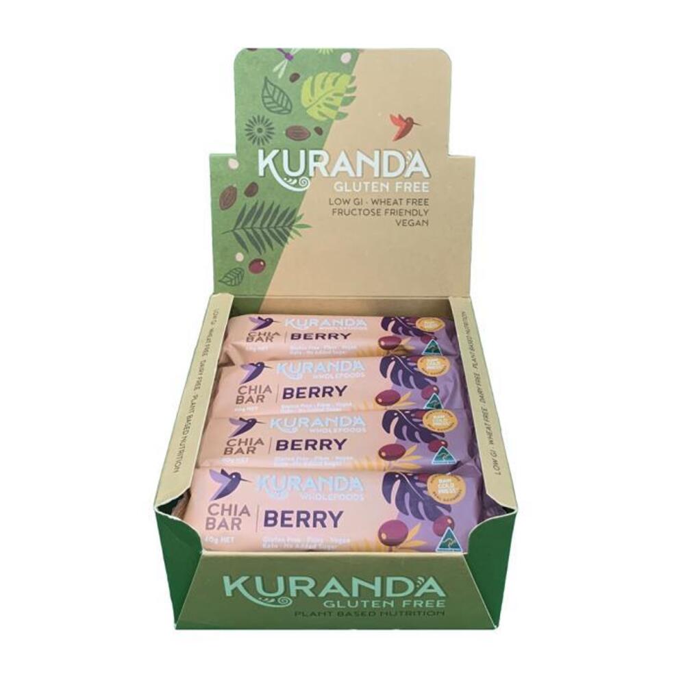 Kuranda Wholefoods Gluten Free Chia Bars Chia &amp; Cranberry 40g x 16 Display