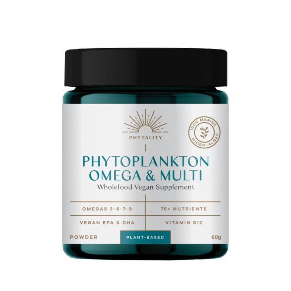 Phytality Phytoplankton Omega &amp; Multi (Wholefood Vegan Supplement) Powder 60g