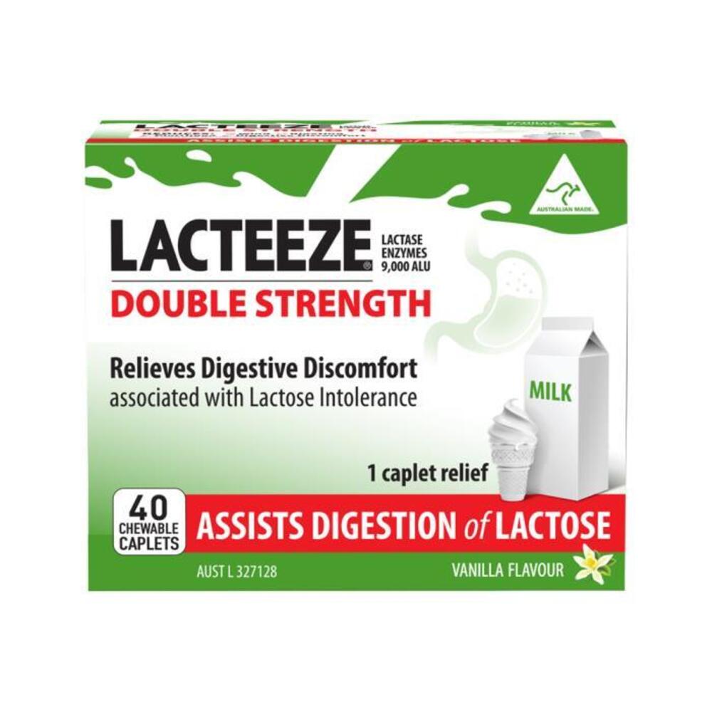Lacteeze Double Strength Chewable (vanilla flavour) 40c