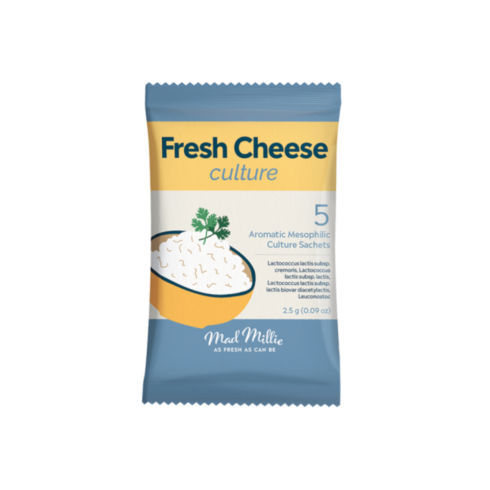 매드 밀리 프레쉬 치즈 컬쳐 (아로마틱 메소필릭) 사쳇 x팩, Mad Millie Fresh Cheese Culture (Aromatic Mesophilic) Sachets x 5 Pack