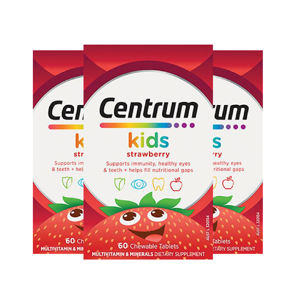 센트룸 키즈 멀티비타민 어린이 유아 건강식품 미네랄 60정 딸기맛 3개