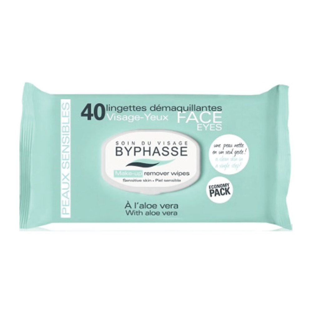 바이파스 메이크 업 리무버 물티슈 알로에 베라 센시티브 스킨, Byphasse Make Up Remover Wipes Aloe Vera Sensitive Skin 40