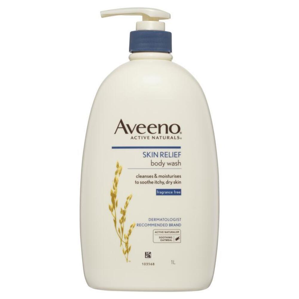 아비노 액티브 내츄럴 스킨 릴리프 모이스쳐라이징 바디 워시 프레이그런스 프리 1 리터, Aveeno Active Naturals Skin Relief Moisturising Body Wash Fragrance Free 1 Litre