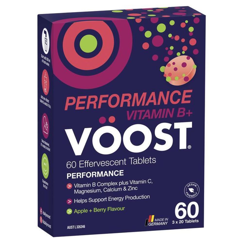 Voost Vitamin B+ Apple + Berry Performance Effervescent 60 Tablets Exclusive Size