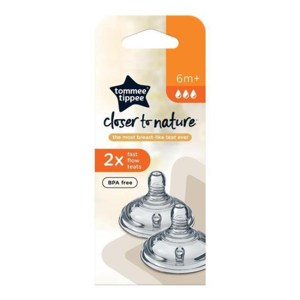 Tommee Tippee Closer to Nature Fast Flow Teats, 2 Pack, 6m+