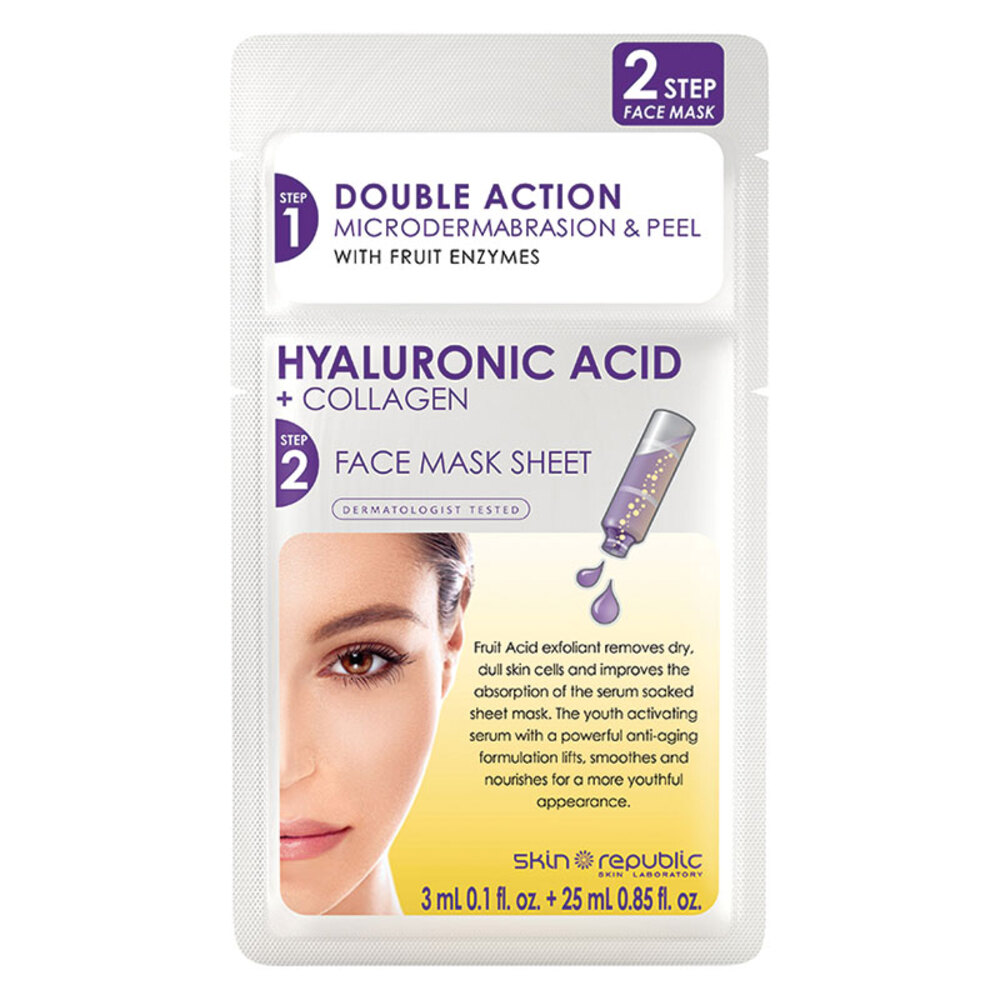 스킨리퍼블릭 투 스텝 히알루로닉 산 앤 콜라겐 페이스 마스크, Skin Republic Two Step Hyaluronic Acid and Collagen Face Mask