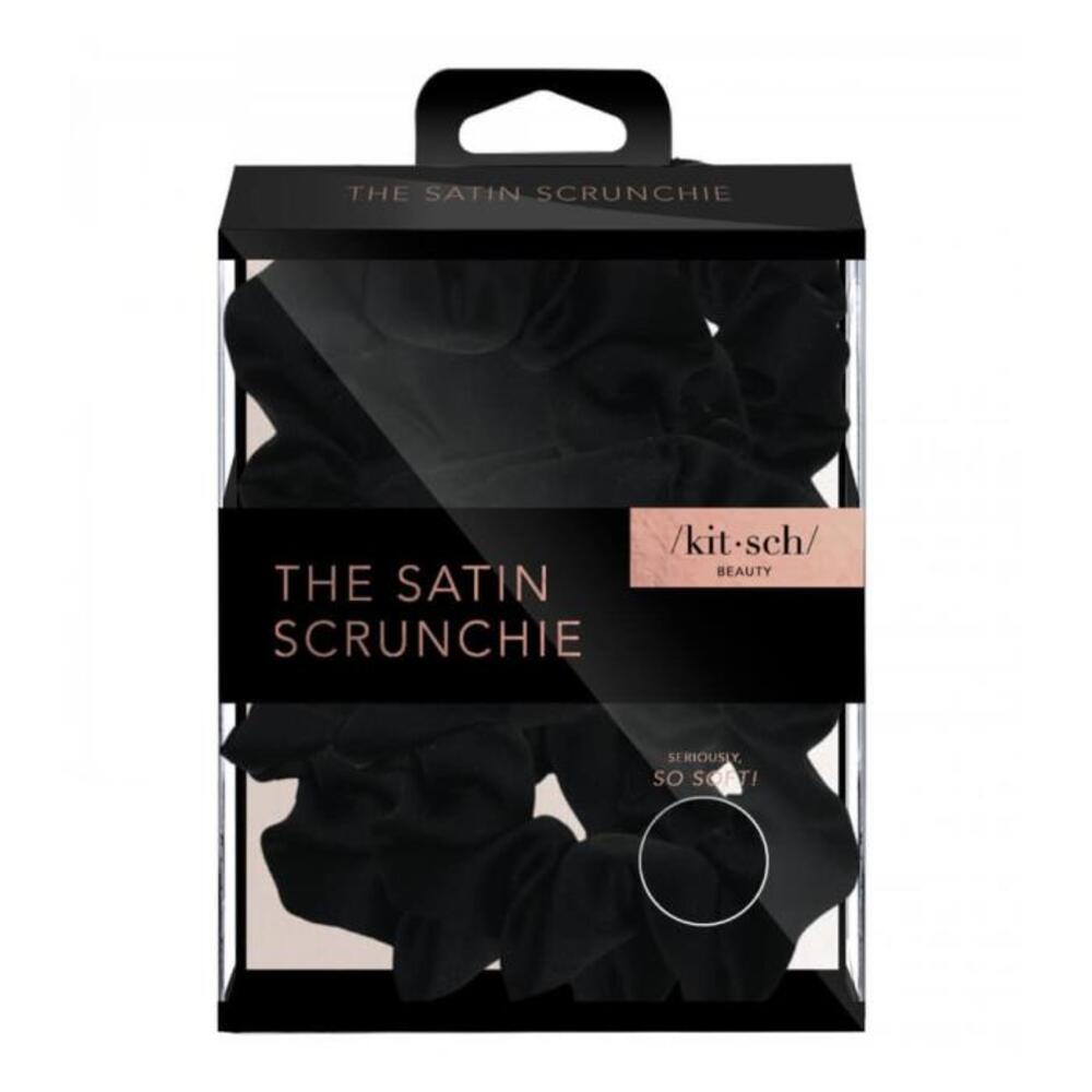 키취 사틴 슬립 스크런치스 - 블랙 I-045201, Kitsch Satin Sleep Scrunchies - Black I-045201