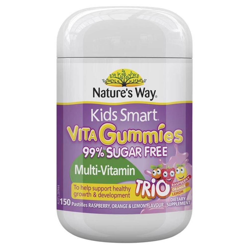 네이쳐스웨이 키즈 스마트 비타 구미 설탕 프리 멀티비타민 트리오 150 정 Natures Way Kids Smart Vita Gummies Sugar Free Multi-Vitamin Trio 150 Pastilles