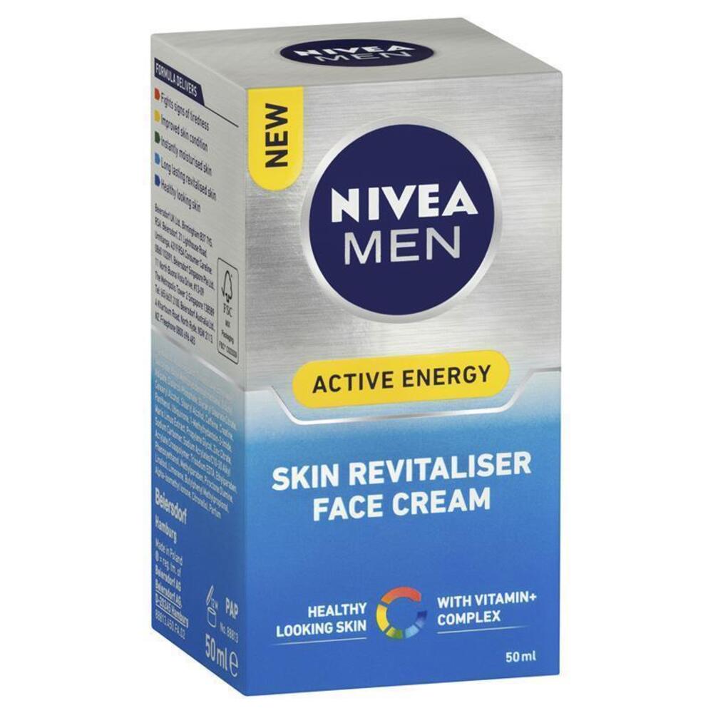 니베아 포 맨 액티브 에너지 스킨 리바이탈라이저 페이스 크림 50ml, Nivea for Men Active Energy Skin Revitaliser Face Cream 50ml