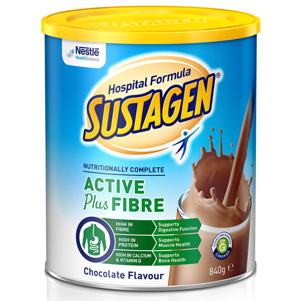 서스타젠 호스피탈 액티브 + 섬유질 840g 초콜릿 Sustagen Hospital Active + Fibre 840g Chocolate