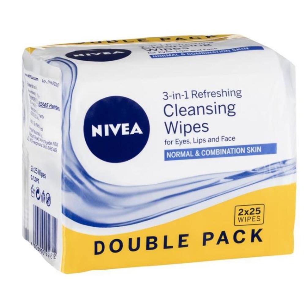 니베아 비지쥐 데일리 에센셜 리프레슁 페이셜 물티슈 25 트윈 팩, Nivea Visage Daily Essentials Refreshing Facial Wipes 25 Twin Pack