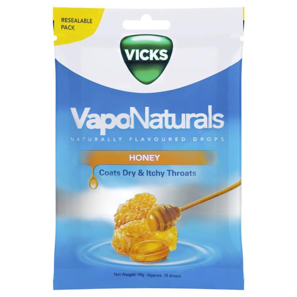 빅스 베이포내츄럴 허니 쓰롯개 19 드롭 인 리실러블 백 Vicks VapoNaturals Honey Throat Lozenges 19 Drops in Resealable Bag