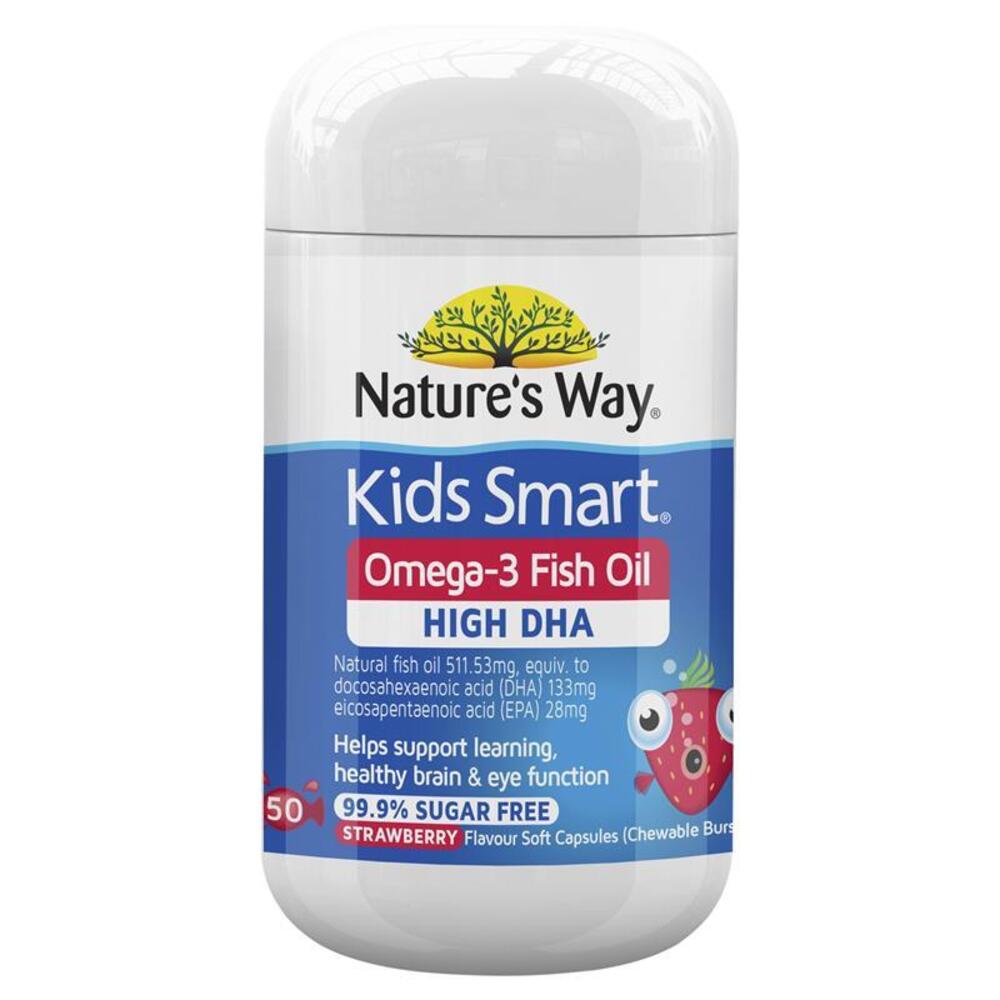 네이쳐스웨이 키즈 스마트 오메가-3 피쉬 오일 딸기 맛 50 츄어블 정 Natures Way Kids Smart Omega-3 Fish Oil Strawberry Flavour 50 Chewable Capsules