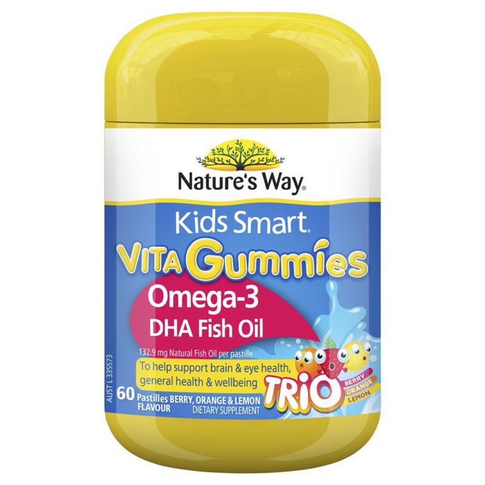 Natures Way Kids Smart Vita Gummies Omega Fish Oil 60 Pastilles Improved Formula