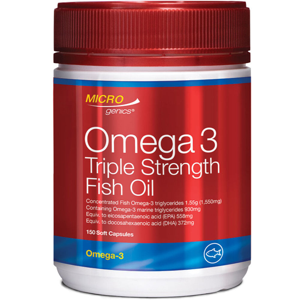 마이크로제닉 오메가 3 트리플 스르렝쓰 피쉬 오일 150 캡슐, Microgenics Omega 3 Triple Strength Fish Oil 150 Capsules