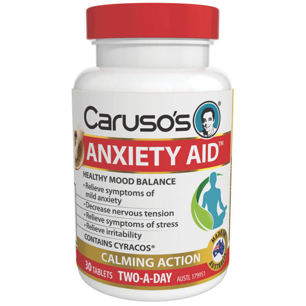 카루소스 내츄럴 헬스 불안 에이드 30타블렛 Carusos Natural Health Anxiety Aid 30 Tablets