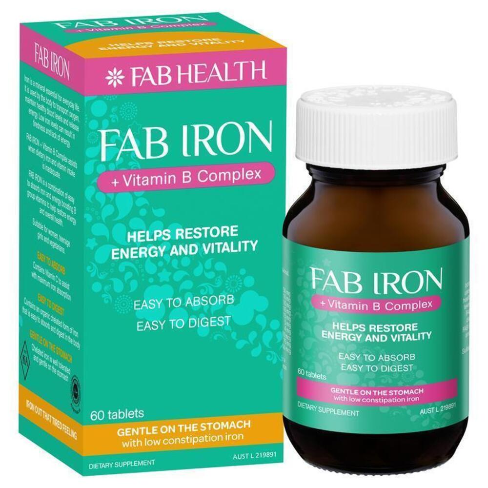 Fab 아이언 + 비타민 B 컴플렉스 60타블렛 Fab Iron + Vitamin B Complx 60 Tablets