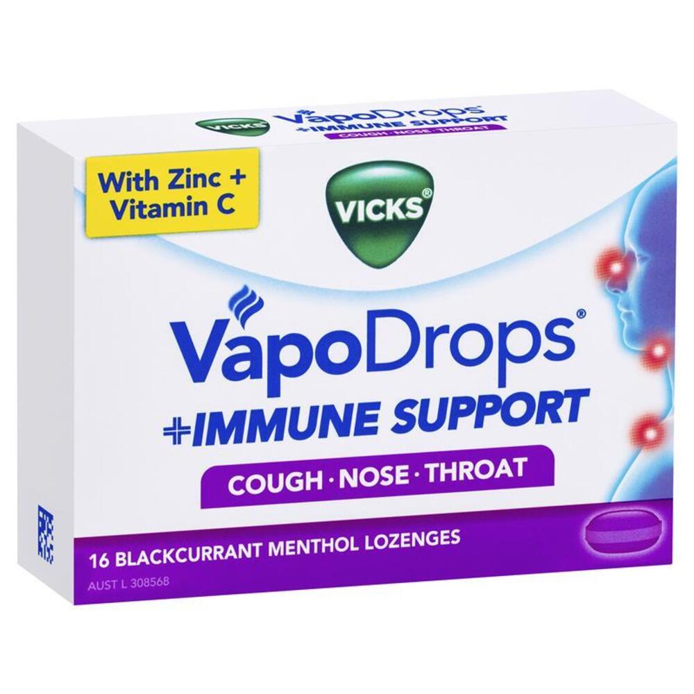 빅스 베이포드롭 이뮨 서포트 블랙커런트 16개 Vicks VapoDrops Immune Support Blackcurrent 16 Lozenges