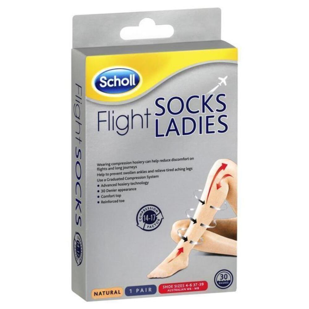 Scholl Flight Socks Natural Ladies 6 8