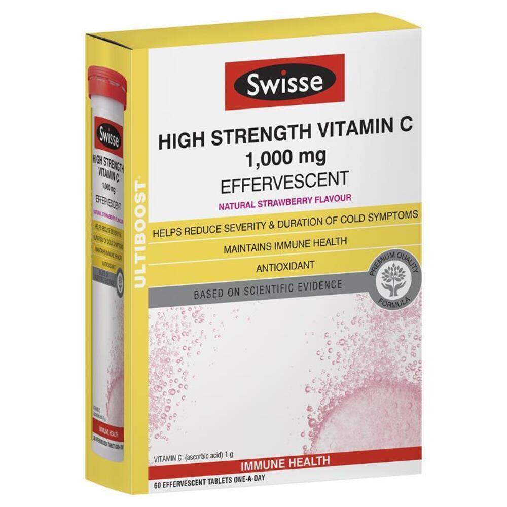 스위스 울티부스트 하이 스트렝쓰 비타민 C 60 기포성 타블렛 Swisse Ultiboost High Strength Vitamin C 60 Effervescent Tablets