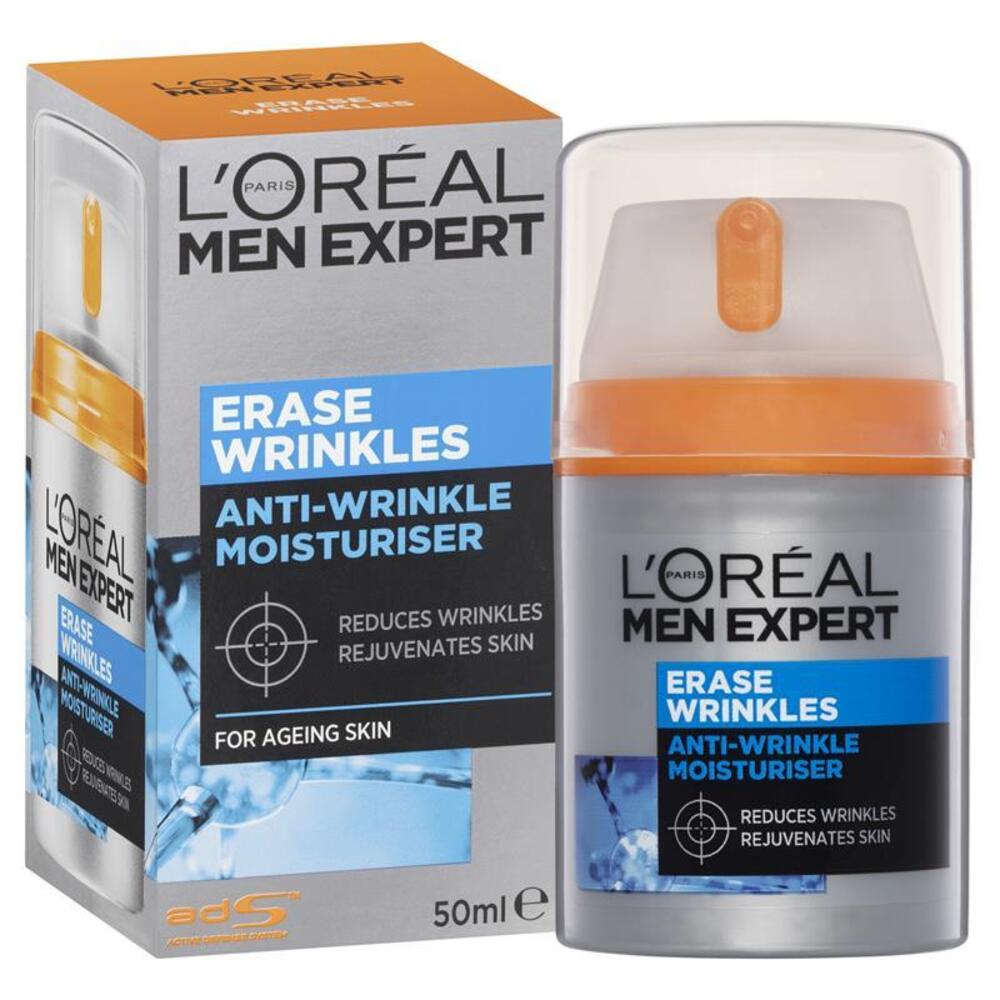 로레알 맨 익스펄트 이레이즈 윙클 모이스쳐라이징 크림 50ml, LOreal Mens Expert Erase Wrinkles Moisturising Cream 50ml